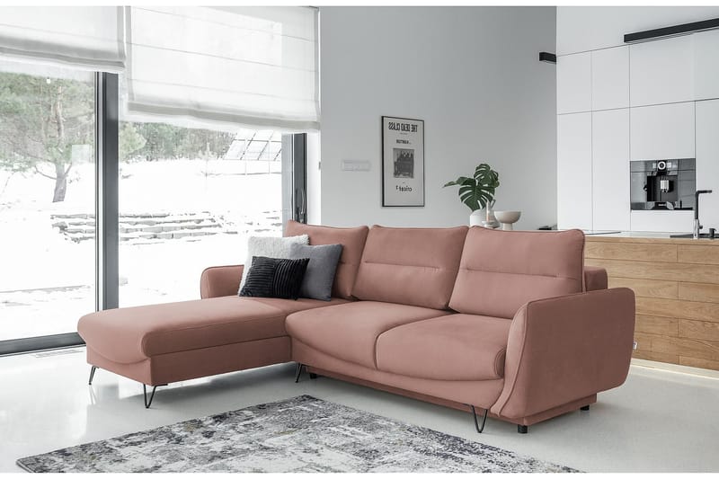 Lence Sovesofa m. Divan Oppbevaring - Lyserosa - Møbler - Sofaer - Sovesofaer