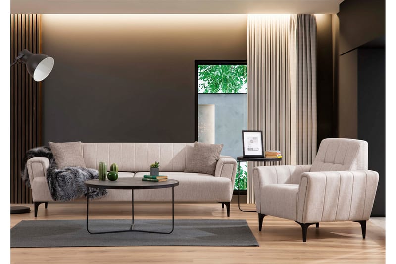 Lilesville 3-seter Sovesofa - Beige - Sovesofaer - Skinnsofaer - 4 seters sovesofa - 3 seters sovesofa - 2 seters sovesofa - Fløyel sofaer