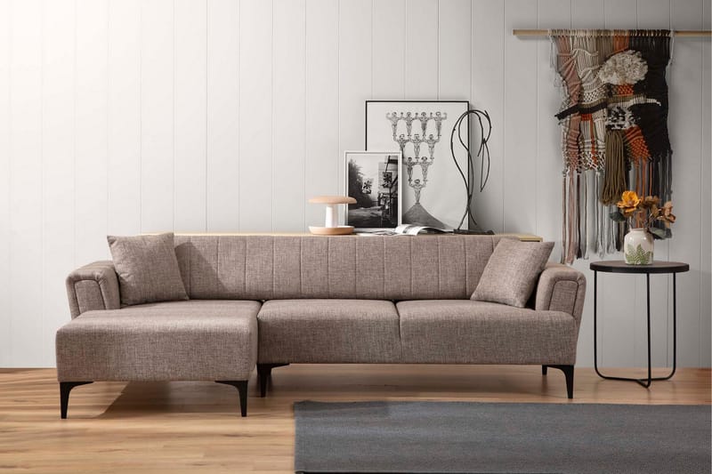 Lilesville Sovesofa med divan - Lysebrun - Møbler - Sofaer - Sovesofaer