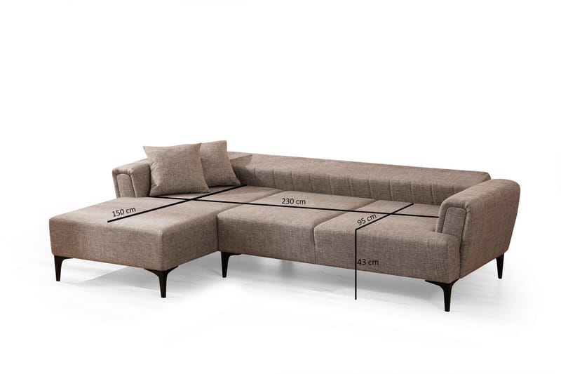 Lilesville Sovesofa med divan - Lysebrun - Møbler - Sofaer - Sovesofaer