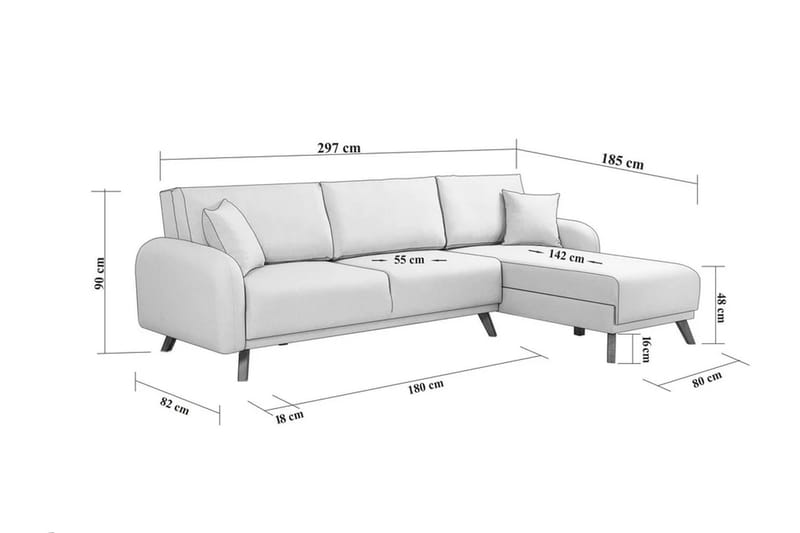 Malkiat Hjørnesovesofa - Antrasitt - Møbler - Sofaer - Sovesofaer