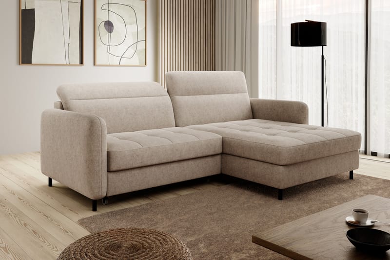 Manoti 3-seters Sovesofa m. Divan med Oppbevaring - Beige - Møbler - Sofaer - Sovesofaer