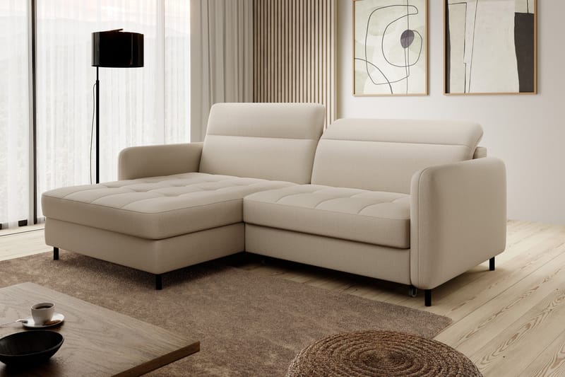 Manoti 3-seters Sovesofa m. Divan med Oppbevaring - Lys beige - Møbler - Sofaer - Sovesofaer