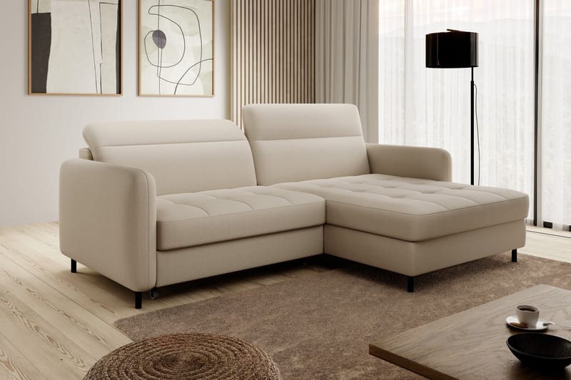 Manoti 3-seters Sovesofa m. Divan med Oppbevaring - Lys beige - Møbler - Sofaer - Sovesofaer