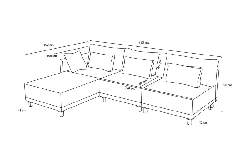 Matris 4-seters Sovesofa med Divan - Beige - Møbler - Sofaer - Sovesofaer