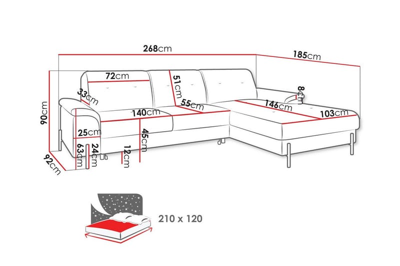 Messner 3-seters Hjørnesovesofa - Beige - Møbler - Sofaer - Sovesofaer