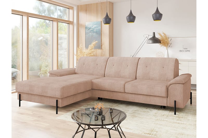 Messner 3-seters Hjørnesovesofa - Rosa/Beige - Møbler - Sofaer - Sovesofaer