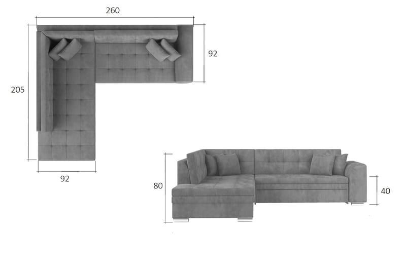 Moclino Hjørnesovesofa - Grå - Møbler - Sofaer - Sovesofaer