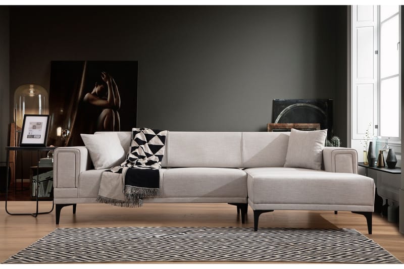 Naoko Sovesofa med divan - Beige - Sovesofaer - Hjørnesovesofa