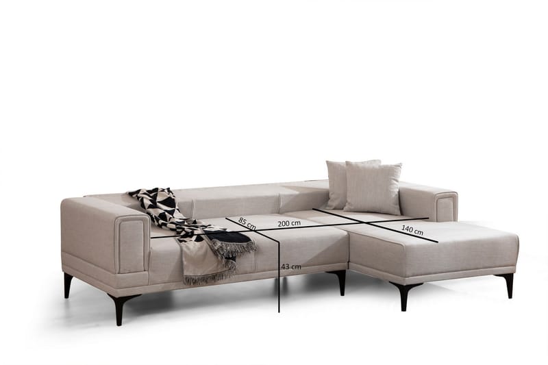 Naoko Sovesofa med divan - Beige - Sovesofaer - Hjørnesovesofa