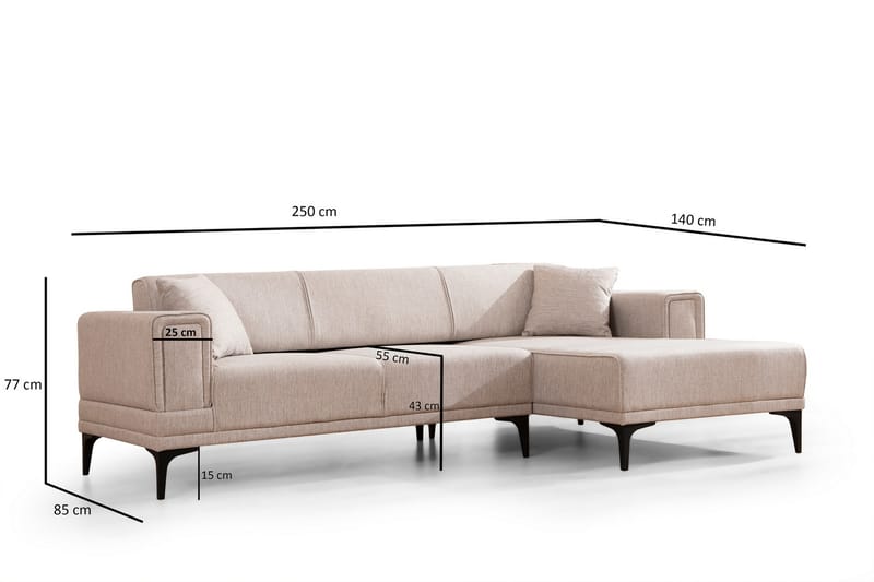 Naoko Sovesofa med divan - Lysebrun - Møbler - Sofaer - Sovesofaer