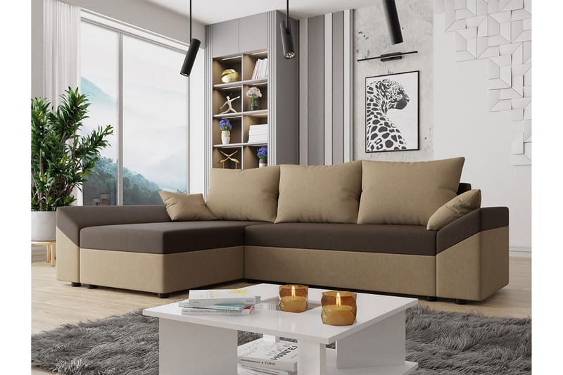 Ovadia 5-seters Sovesofa - Brun/Beige - Møbler - Sofaer - Sovesofaer