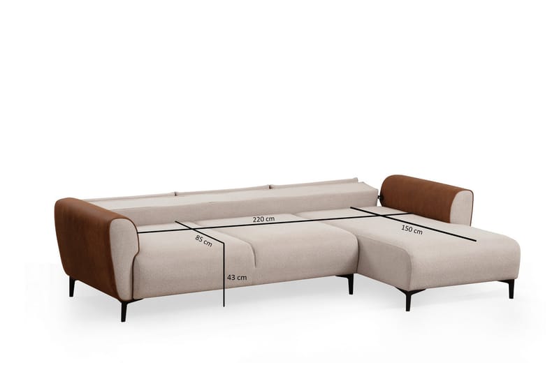 Rebelo Sovesofa med divan - Beige - Møbler - Sofaer - Sovesofaer