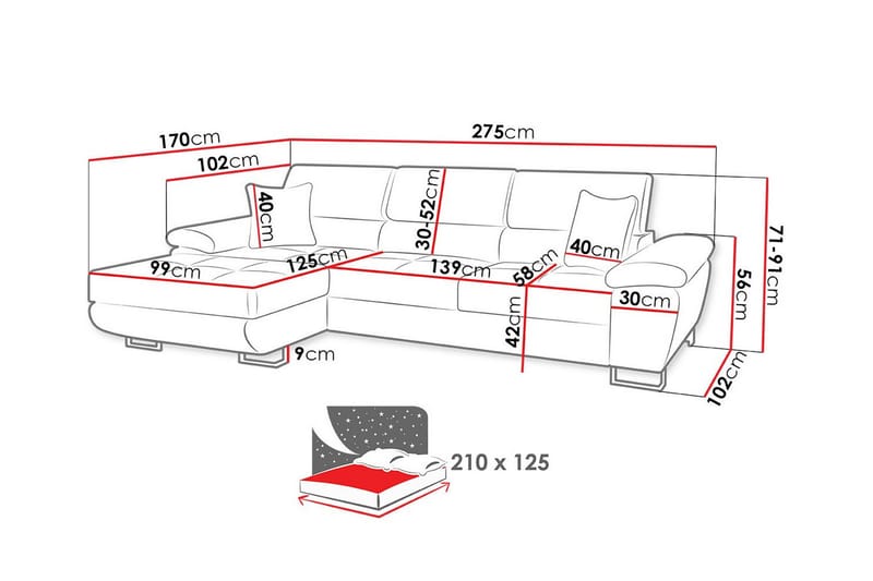 Reginia 3-seters Hjørnesovesofa - Mørkegul - Møbler - Sofaer - Sovesofaer