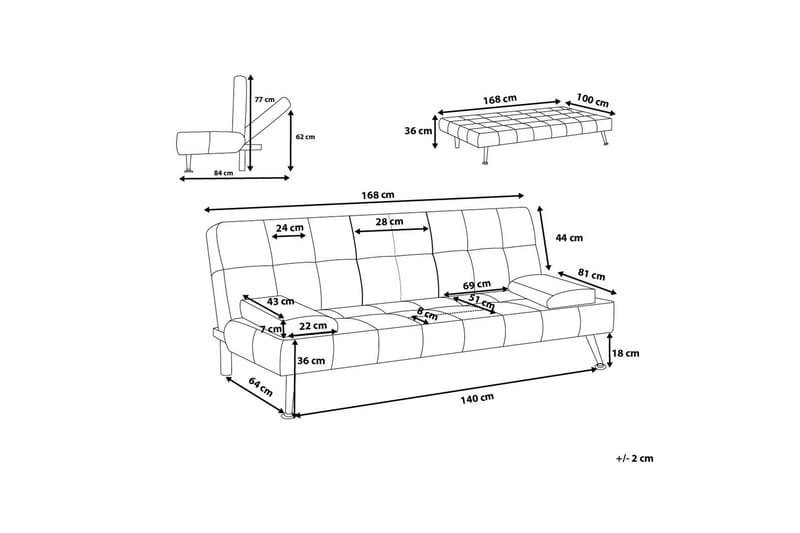 Roxen Divansovesofa 168 cm - Grå - Møbler - Sofaer - Sovesofaer