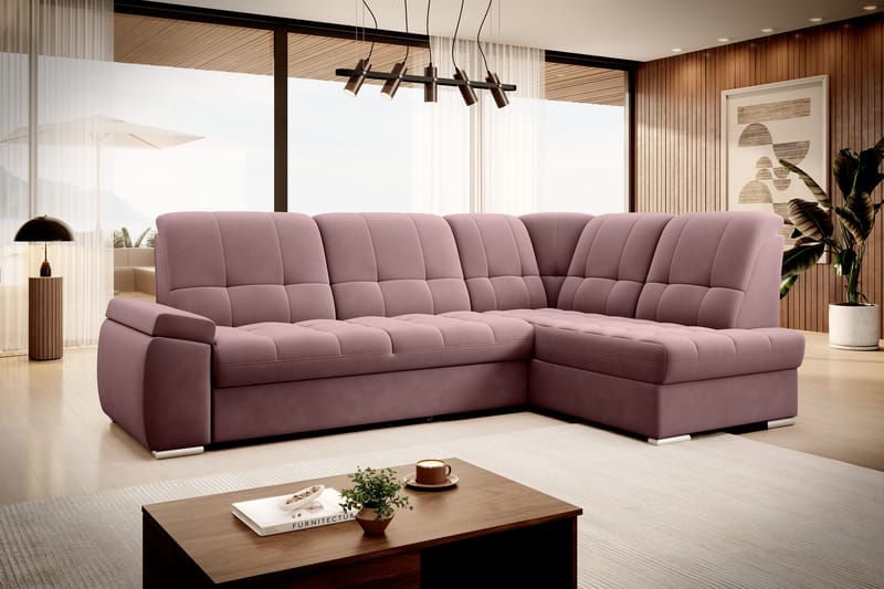 Sajana Sovesofa m. Sjeselong 3-seter - Rosa - Møbler - Sofaer - Sovesofaer