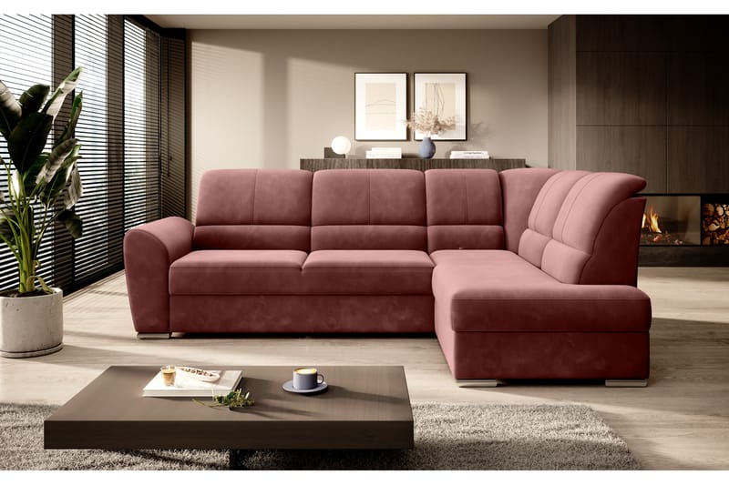 Sajmon Sovesofa m. Sjeselong 3-seter - Rosa - Møbler - Sofaer - Sovesofaer