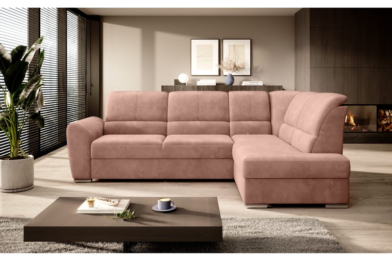 Sajmon Sovesofa m. Sjeselong 3-seter - Rosa - Møbler - Sofaer - Sovesofaer