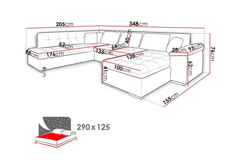 Sakri 5-seters Hjørnesovesofa - Beige/Lys Beige - Møbler - Sofaer - Sovesofaer