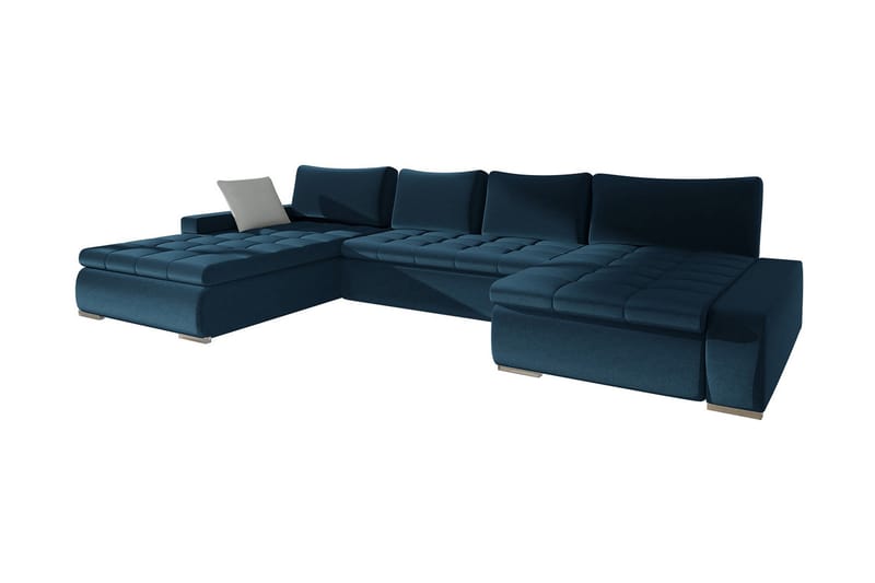 Cillo Stor Dyp Sovesofa Dobbeldivan 4-seters 340x140 cm U-formet - Blå - Møbler - Sofaer - Sovesofaer - Sovesofa divan