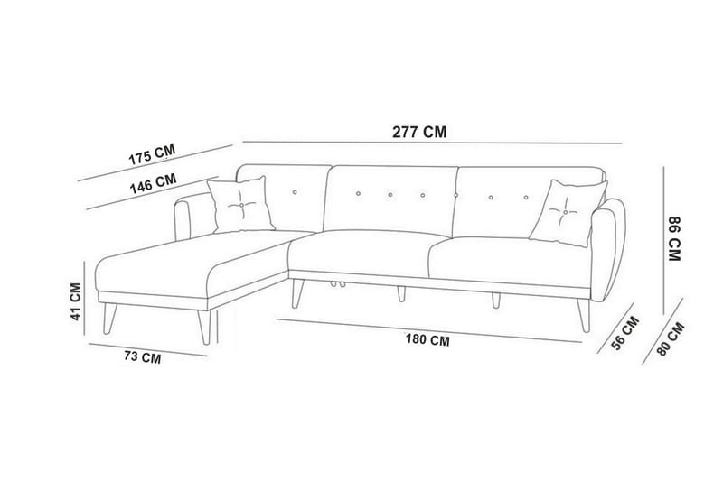 Gjoni Sovesofa med Divan Høyre - Grå - Møbler - Sofaer - Sovesofaer - Sovesofa divan