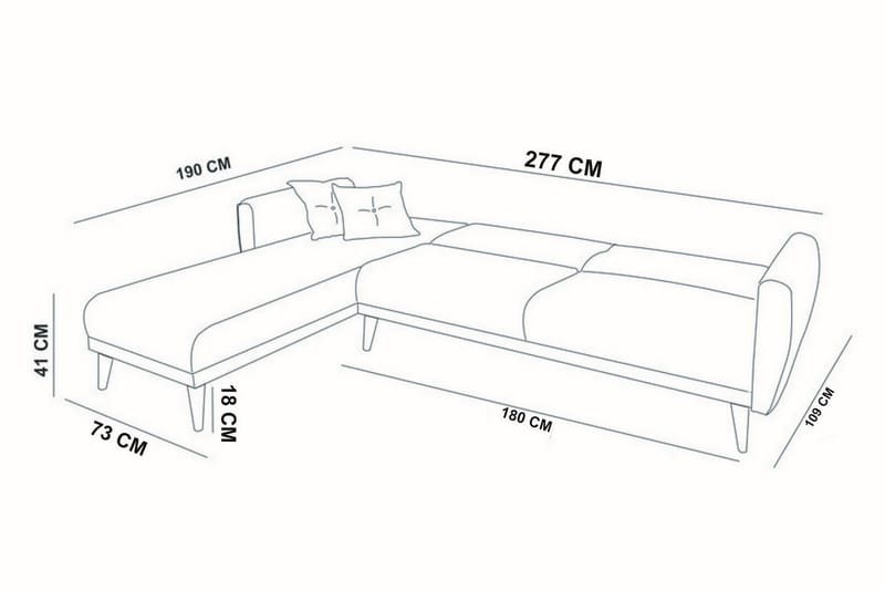 Gjoni Sovesofa med Divan Høyre - Grå - Møbler - Sofaer - Sovesofaer - Sovesofa divan