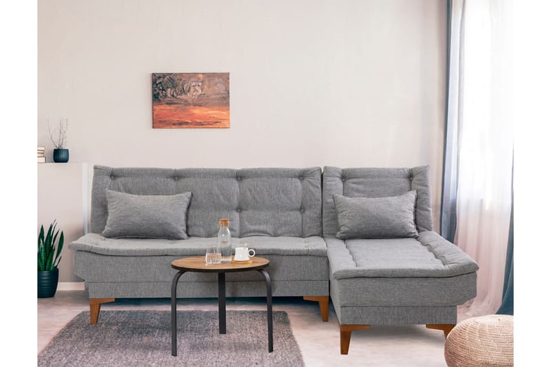 Hunterville Sovesofa m. Divan 4-seters 107x205 - Grå - Møbler - Sofaer - Sovesofaer - Sovesofa divan