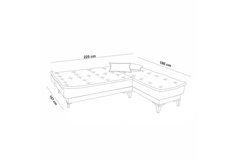 Hunterville Sovesofa m. Divan 4-seters 107x205 - Grå - Møbler - Sofaer - Sovesofaer - Sovesofa divan