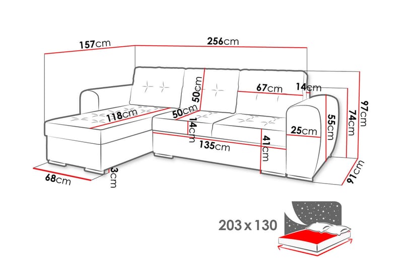 Sovesofa med divan - Lysegrå - Møbler - Sofaer - Sovesofaer - Sovesofa divan