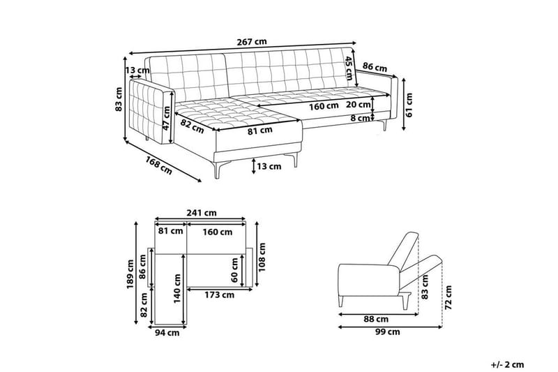 Toomey Hjørnesovesofa Høyre Fløyel - Grønn - Møbler - Sofaer - Sovesofaer