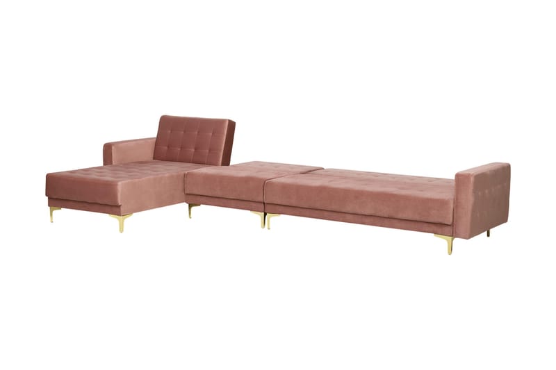 Toomey Hjørnesovesofa Large Høyre Fløyel - Rosa - Møbler - Sofaer - Sovesofaer