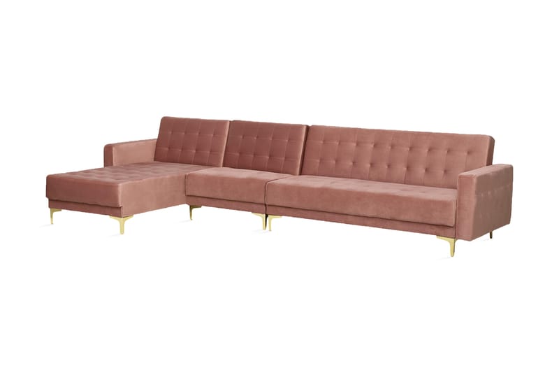 Toomey Hjørnesovesofa Large Høyre Fløyel - Rosa - Møbler - Sofaer - Sovesofaer