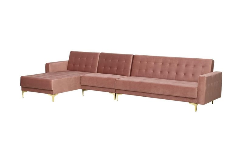 Toomey Hjørnesovesofa Large Høyre Fløyel - Rosa - Møbler - Sofaer - Sovesofaer