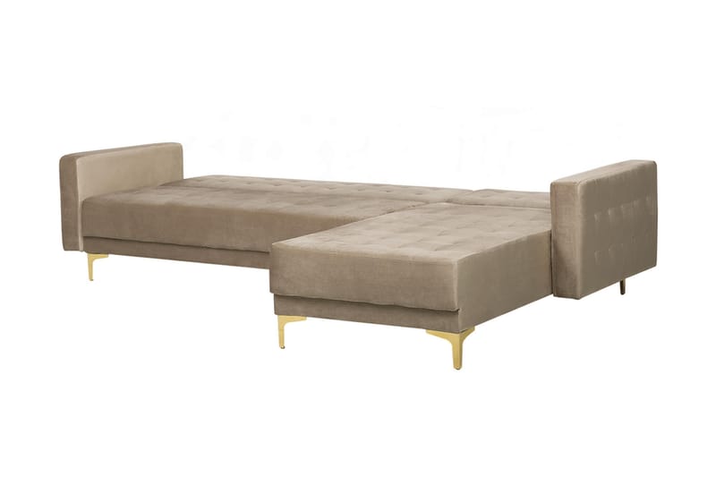 Toomey Hjørnesovesofa med Fotskammel Fløyel - Beige - Møbler - Sofaer - Sovesofaer