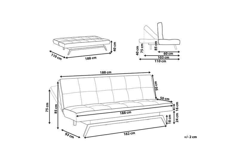 Tripta Sovesofa 3-seter - Svart/Hvit - Møbler - Sofaer - Sovesofaer