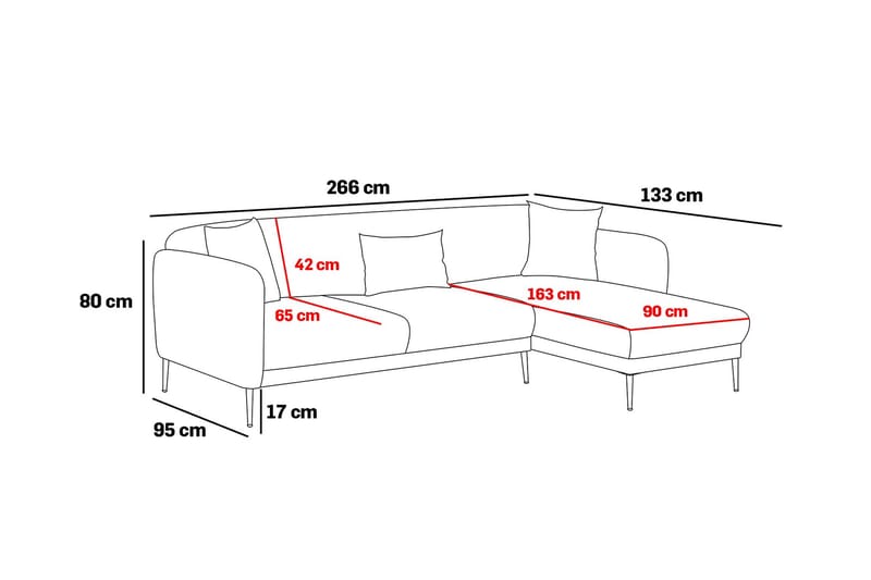 Wenus Divansovesofa 3-seters - Antrasitt - Møbler - Sofaer - Sovesofaer