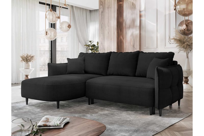 Sycylia Sofa med Divan 3-seter - Svart - Møbler - Sofaer - Sofa med sjeselong