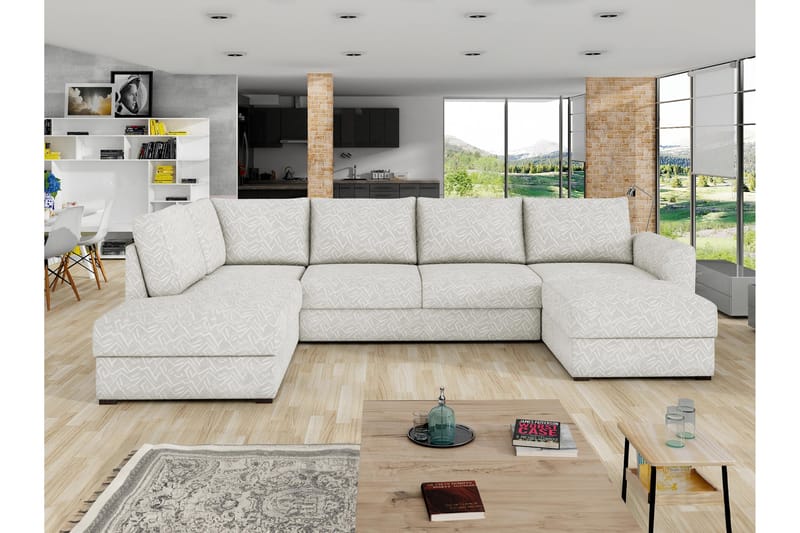 Taberk Sofa med Sjeselong og Divan 4-seter - Beige - Møbler - Sofaer - U-sofa