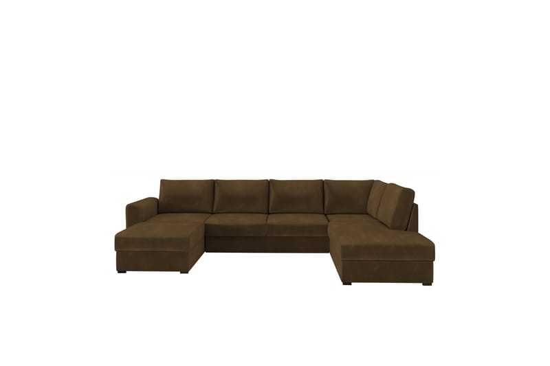 Taberk Sofa med Sjeselong og Divan 4-seter - Brun - Møbler - Sofaer - U-sofa