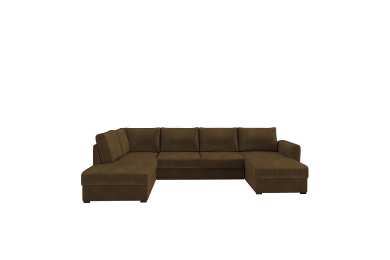 Taberk Sofa med Sjeselong og Divan 4-seter - Brun - Møbler - Sofaer - U-sofa