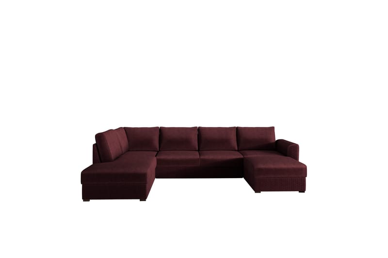 Taberk Sofa med Sjeselong og Divan 4-seter - Brun/Rød - Møbler - Sofaer - U-sofa