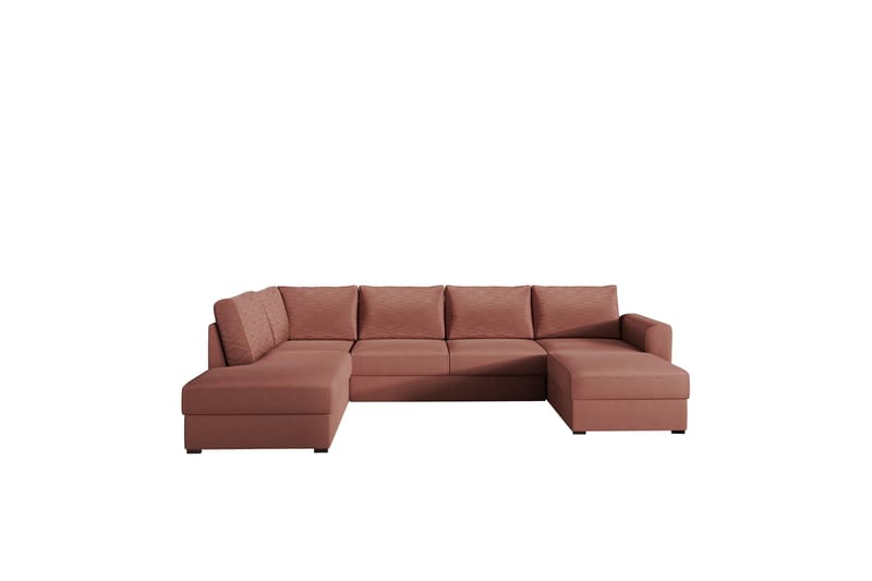 Taberk Sofa med Sjeselong og Divan 4-seter - Rosa/Brun - Møbler - Sofaer - U-sofa