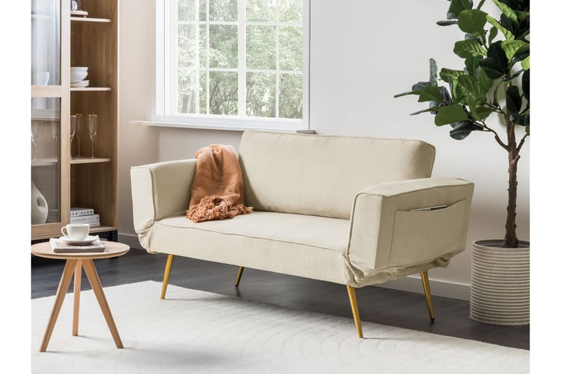 Touya Sovesofa 2-seter - Beige/Gull - Møbler - Sofaer - Sovesofaer