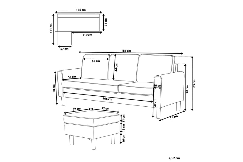 Traun Sofa 3-seter - Beige/Svart - Møbler - Sofaer - Sofa 3 seter