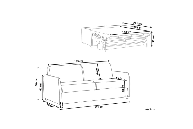 Triveni Sovesofa 2-seter - Beige - Møbler - Sofaer - Sovesofaer