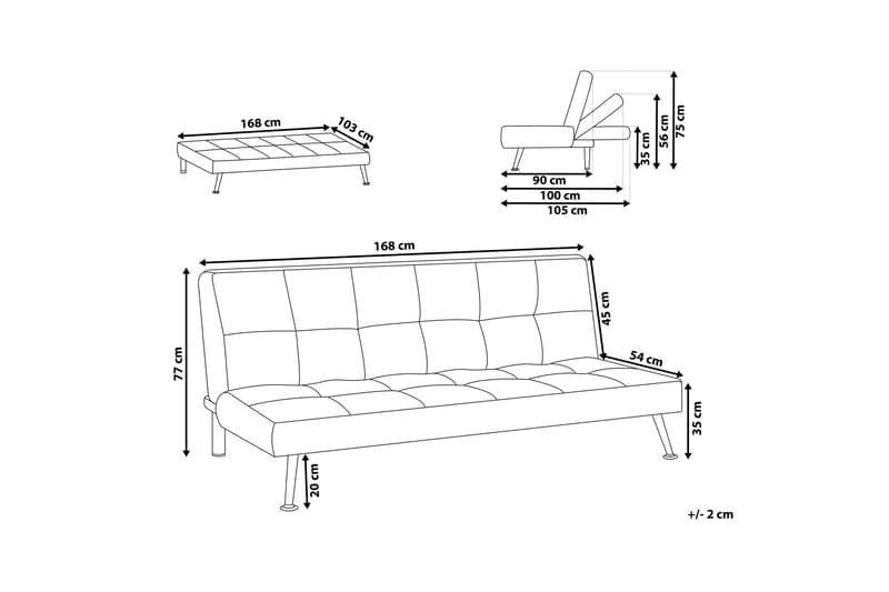 Tunni Sovesofa 3-seter - Beige/Svart - Møbler - Sofaer - Sovesofaer