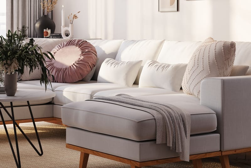 Copenhagen Compact 4-seters U Sofa Divan Venstre Sjeselong Høyre - Linbeige - Møbler - Sofaer - U-sofa