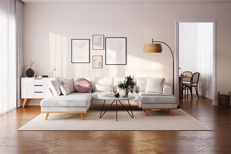 Copenhagen Compact 4-seters U Sofa Divan Venstre Sjeselong Høyre - Linbeige - Møbler - Sofaer - U-sofa