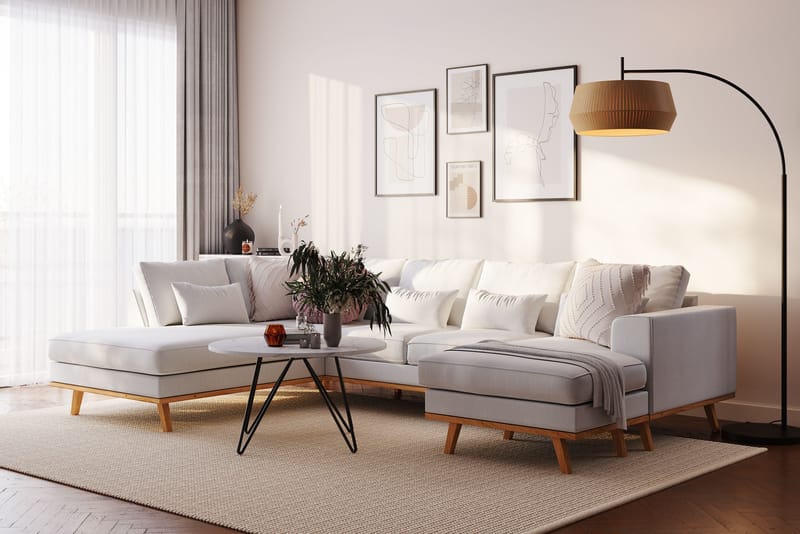 Copenhagen Compact 4-seters U Sofa Divan Venstre Sjeselong Høyre - Linbeige - Møbler - Sofaer - U-sofa