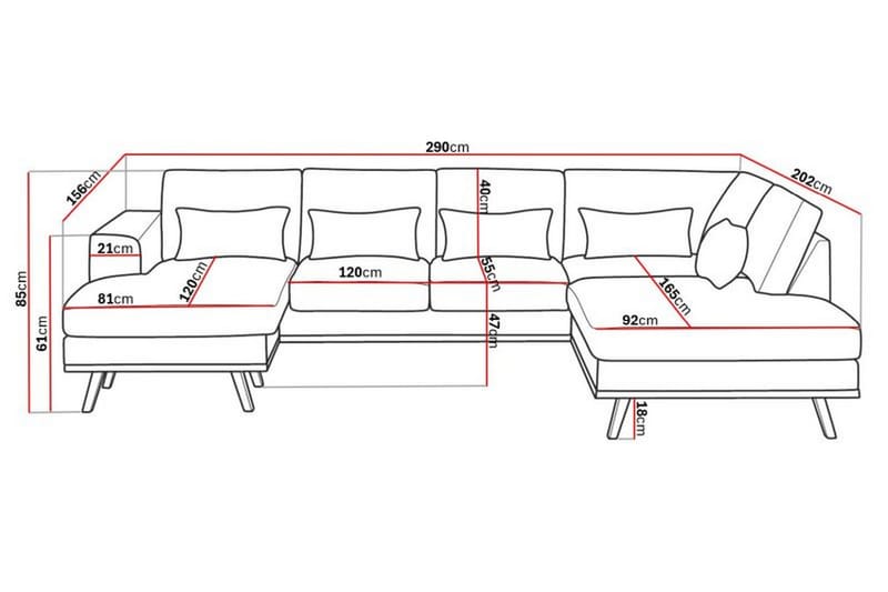 Copenhagen Compact Stor U Sofa Fløyel Sjeselong Høyre - Grå / Mørkgrå - Møbler - Sofaer - U-sofa